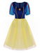 Abito stile Biancaneve in rete blu anni '40