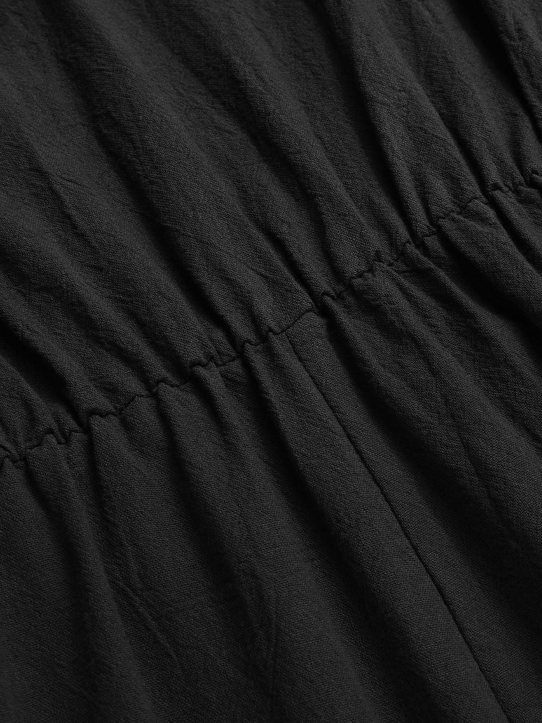Tuta corta in cotone e maniche a balze scollo a V blu anni '50
