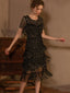 Abito flapper nero nappe e paillettes anni '20