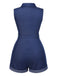 [Prevendita] Tuta corta in cotone tinta unita in denim marrone anni '70