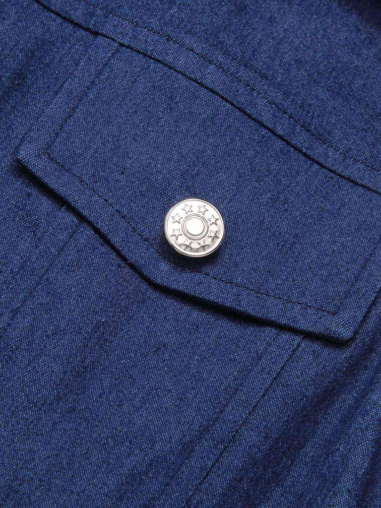 [Prevendita] Tuta corta in cotone tinta unita in denim marrone anni '70