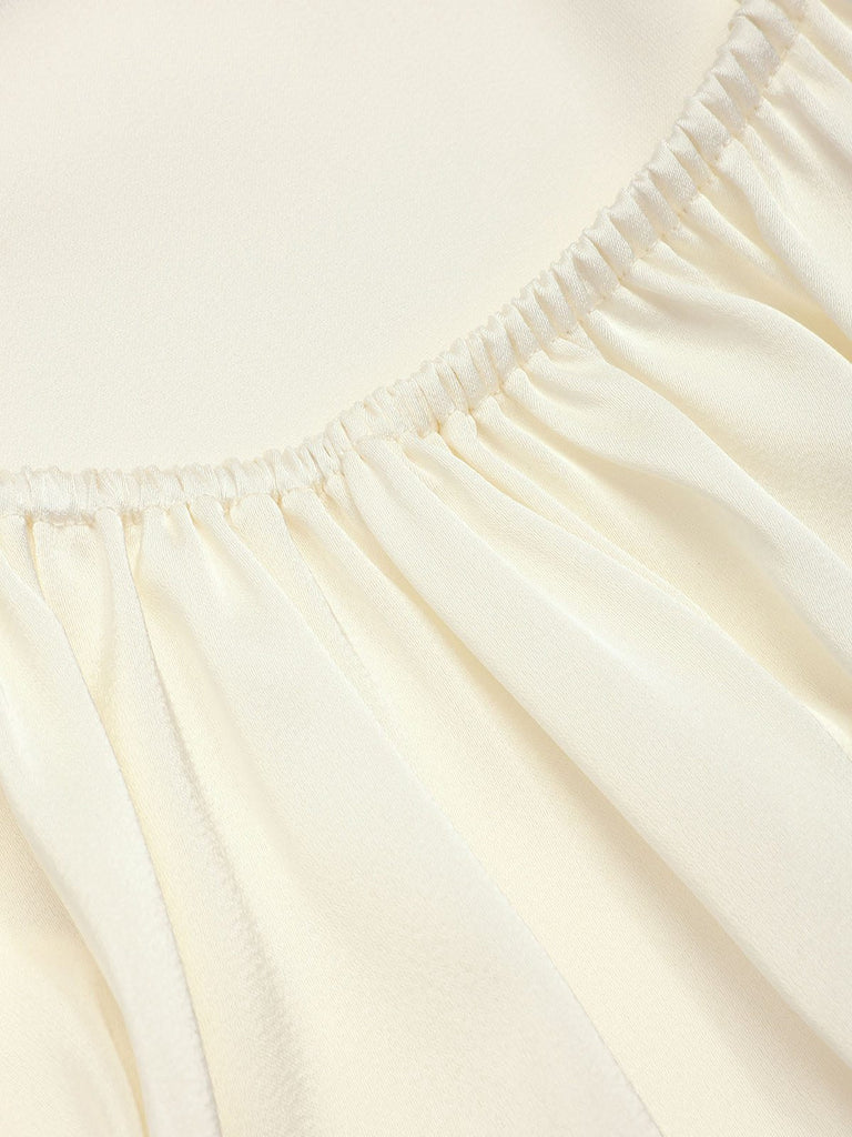 Camicia da notte ricami floreale spalline beige anni '40