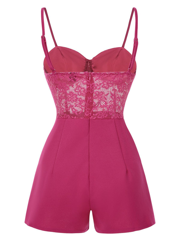 Tuta corta in pizzo trasparente patchwork anni '50