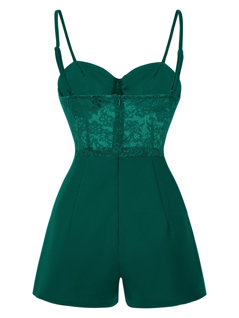 Tuta corta in pizzo trasparente patchwork anni '50