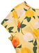Abito arricciato fiori di ortensia giallo anni '50