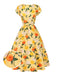 Abito arricciato fiori di ortensia giallo anni '50