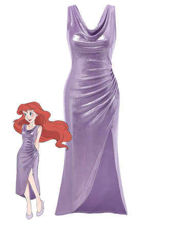 Abito perlato con spacco alto lavanda anni '60