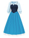 2PCS Camicetta e abito con bretelle colorblock blu anni '40