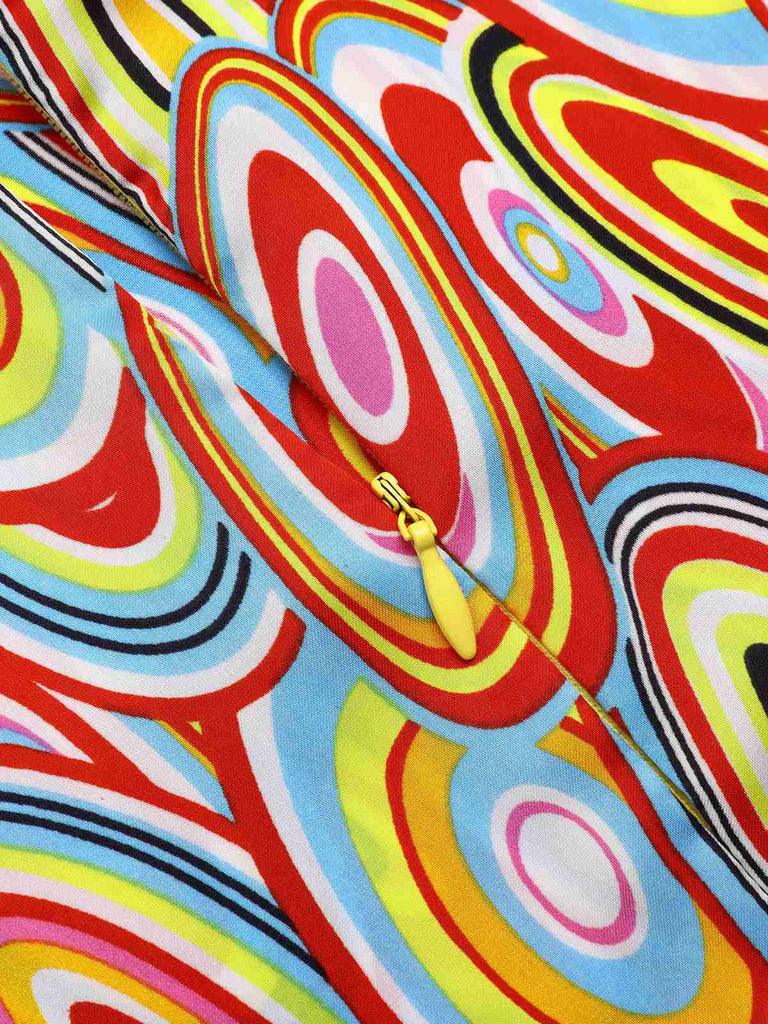 Abito bottoni di perle senza maniche multicolore anni '60