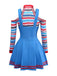 2PCS Top a righe di Chucky e abito spalline Halloween anni '60