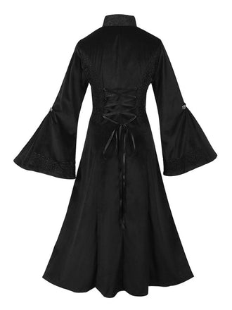 Cappotto gotico in pizzo con maniche a campana nero anni '50