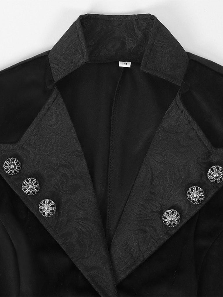 Cappotto gotico in pizzo con maniche a campana nero anni '50