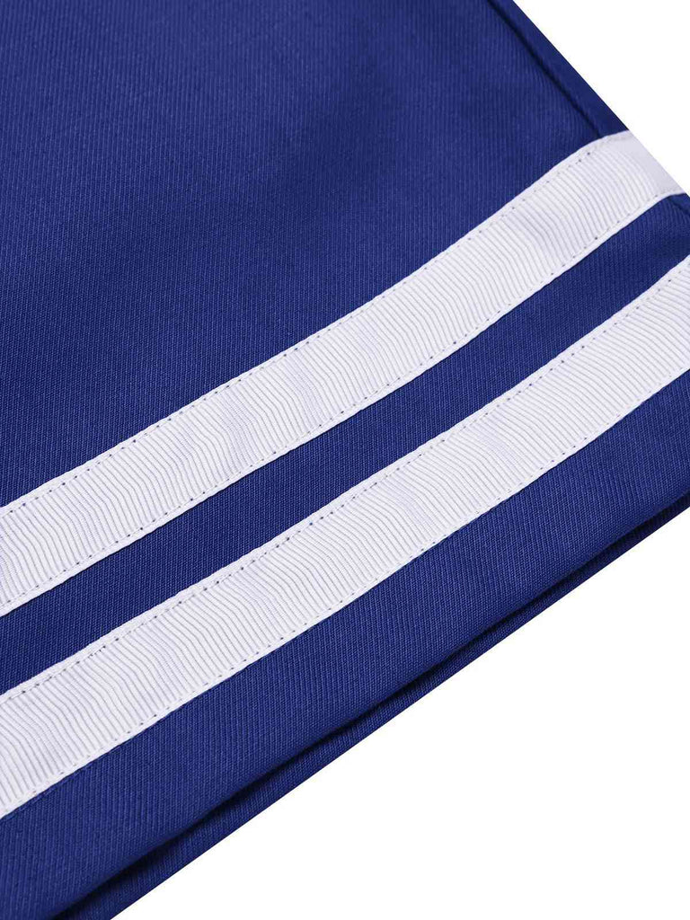 Tuta corta in cotone a righe nautiche cravatta blu anni '50