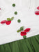 Abito ciliegia in rete scollo a V patchwork verde anni '50