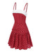 Abito plissettato con pois in pizzo rosso anni '60