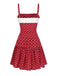 Abito plissettato con pois in pizzo rosso anni '60