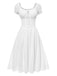 Abito in pizzo ricamato in cotone bianco anni '40