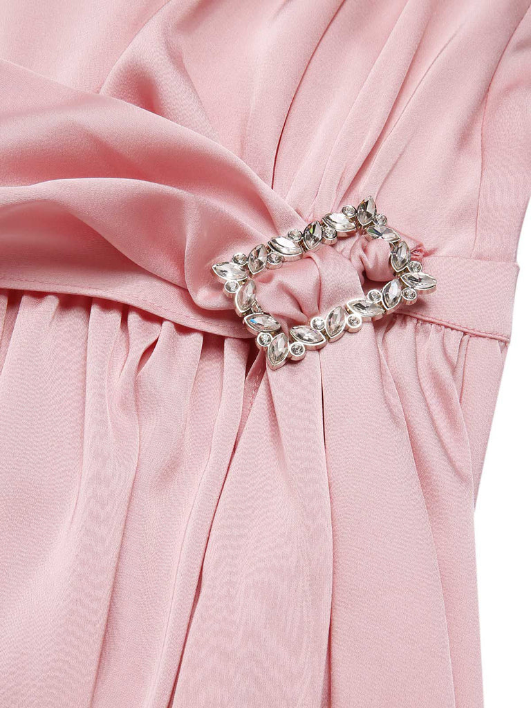 [Prevendita] Abito in raso con fiocco sulla schiena rosa anni '20