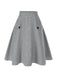 Gonna plaid con tasche e bottoni grigio anni '50