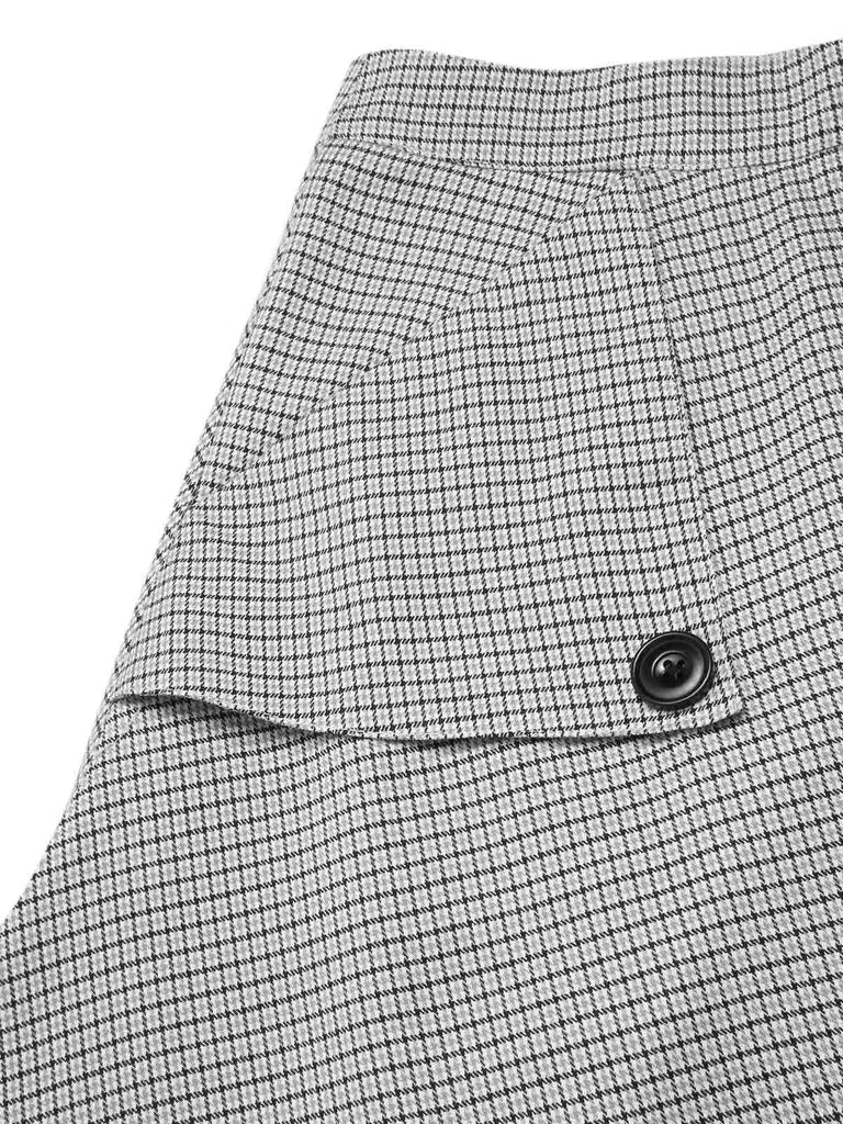 2PCS Top con spalle scoperte e gonna plaid anni '50