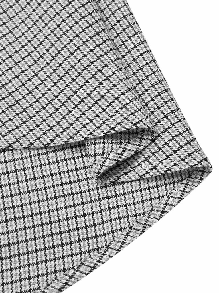 Gonna plaid con tasche e bottoni grigio anni '50