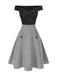2PCS Top con spalle scoperte e gonna plaid anni '50