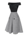 2PCS Top con spalle scoperte e gonna plaid anni '50