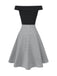 2PCS Top con spalle scoperte e gonna plaid anni '50