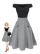 2PCS Top con spalle scoperte e gonna plaid anni '50