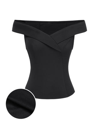 Top a spalle scoperte nero anni '50