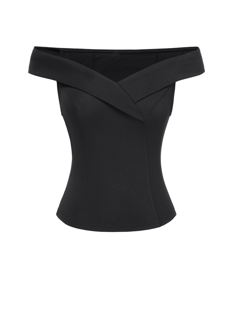 Top a spalle scoperte nero anni '50