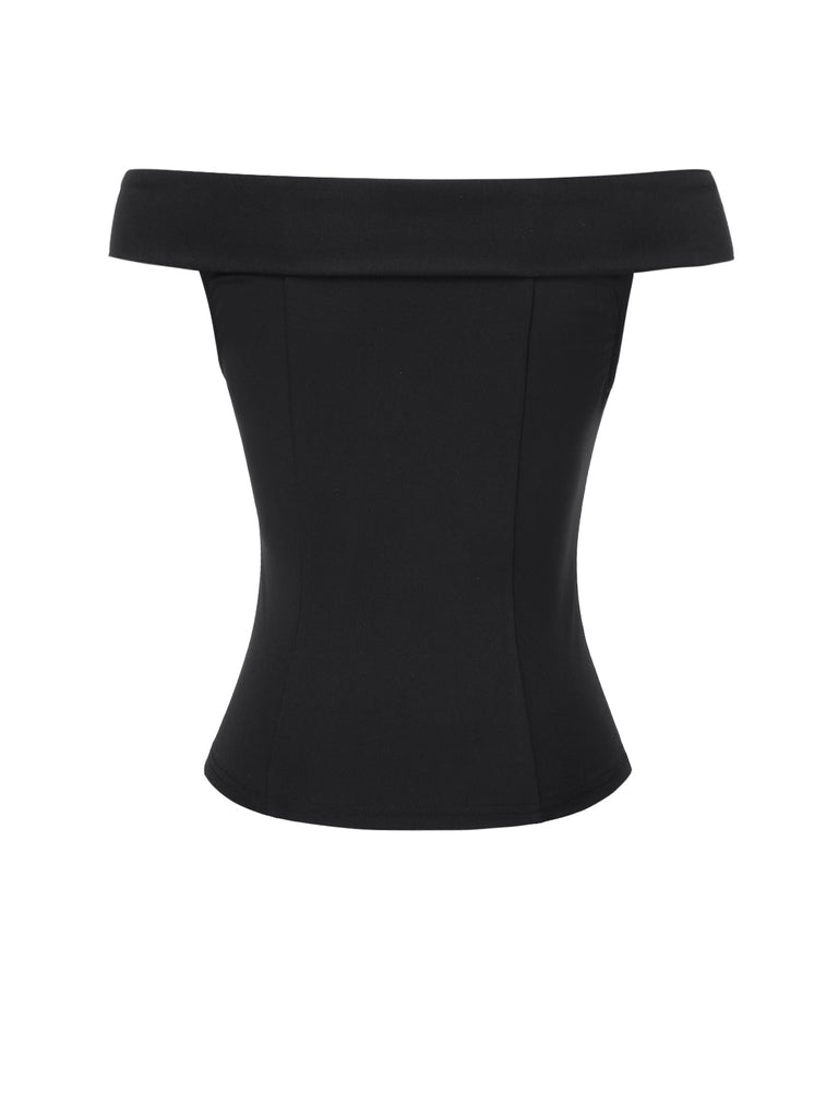 Top a spalle scoperte nero anni '50