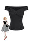 Top a spalle scoperte nero anni '50