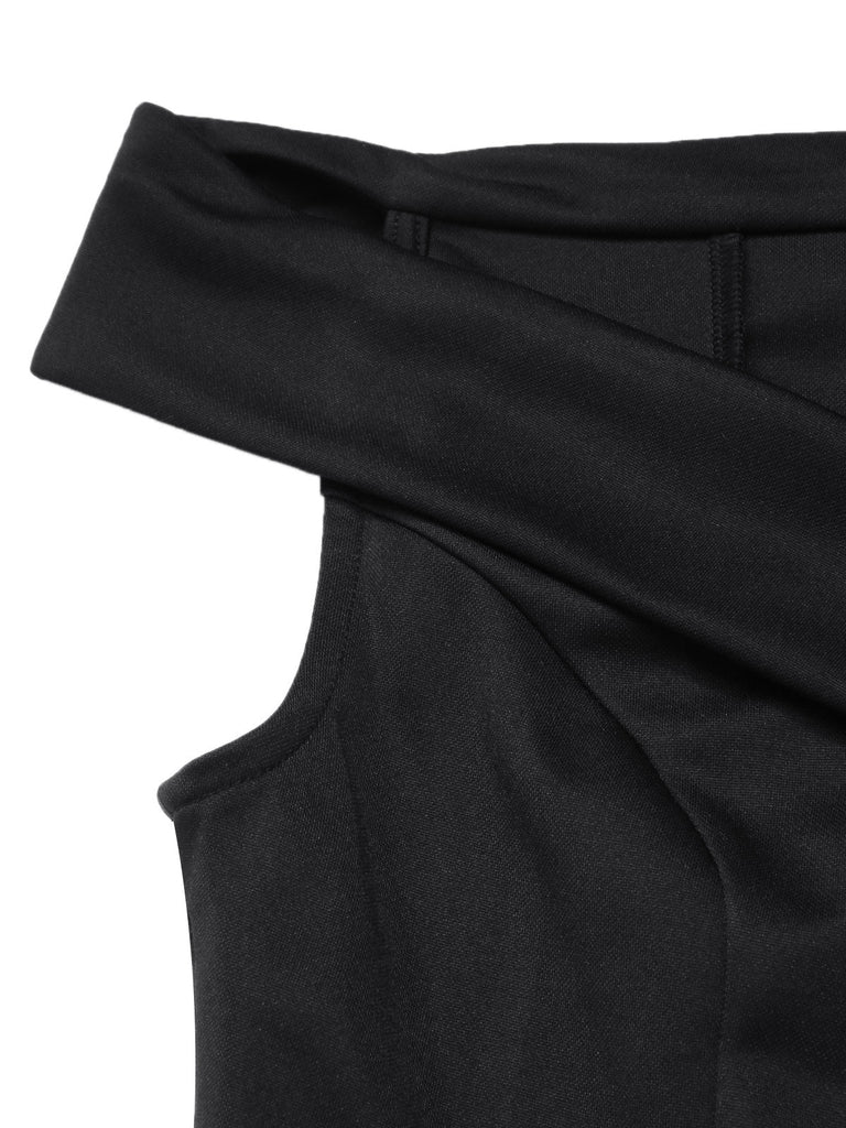 Top a spalle scoperte nero anni '50