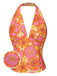 Top floreale hippie scollo all'americana arancione anni '60
