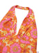Top floreale hippie scollo all'americana arancione anni '60
