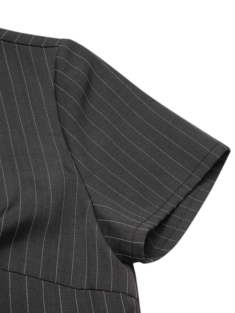 [Prevendita] Tuta lunga a righe con cintura grigio scuro anni '50