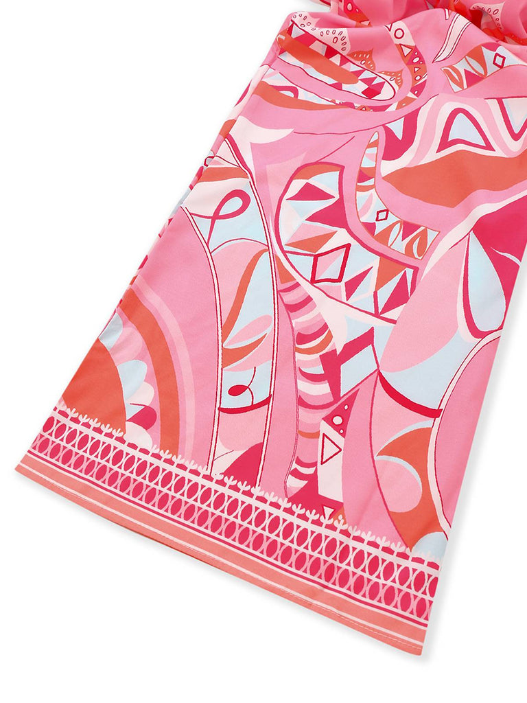 Tuta lunga boho con cintura e revers rosa anni '30