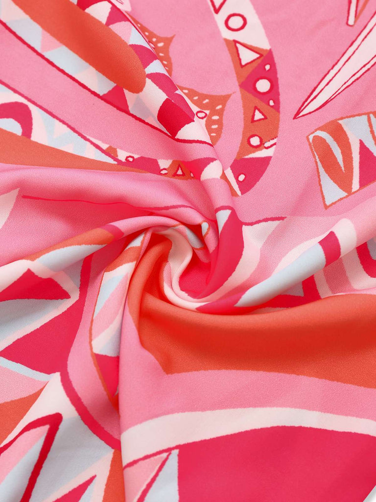 Tuta lunga boho con cintura e revers rosa anni '30