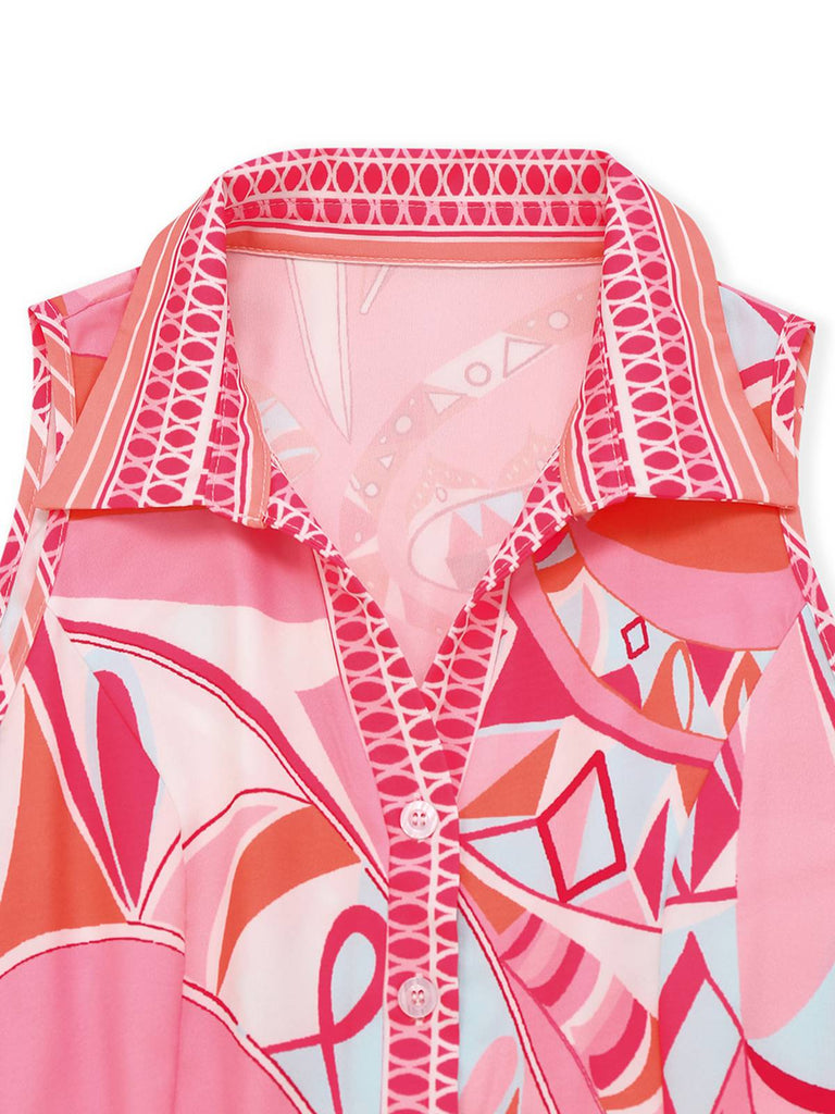 Tuta lunga boho con cintura e revers rosa anni '30