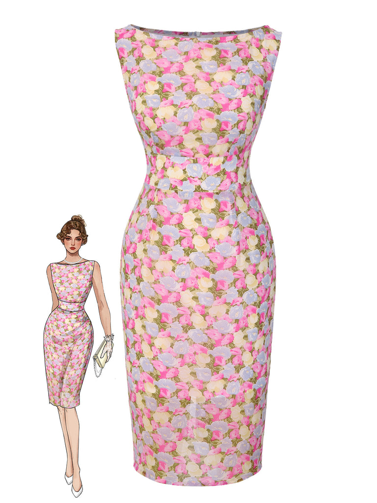 [Prevendita] Abito aderente floreale rosa anni '60