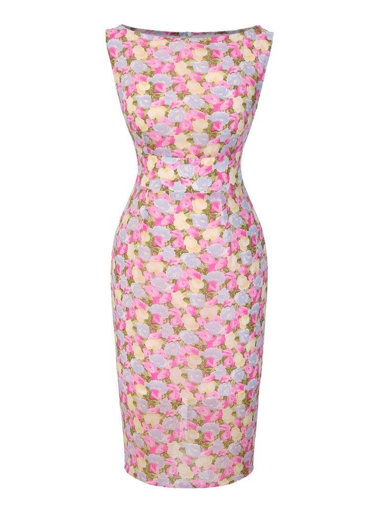 [Prevendita] Abito aderente floreale rosa anni '60