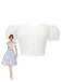 Top plissettato con spalle scoperte bianco  anni '50