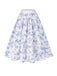 2PCS Top bianco spalle scoperte e gonna floreale anni '50