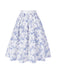 2PCS Top bianco spalle scoperte e gonna floreale anni '50