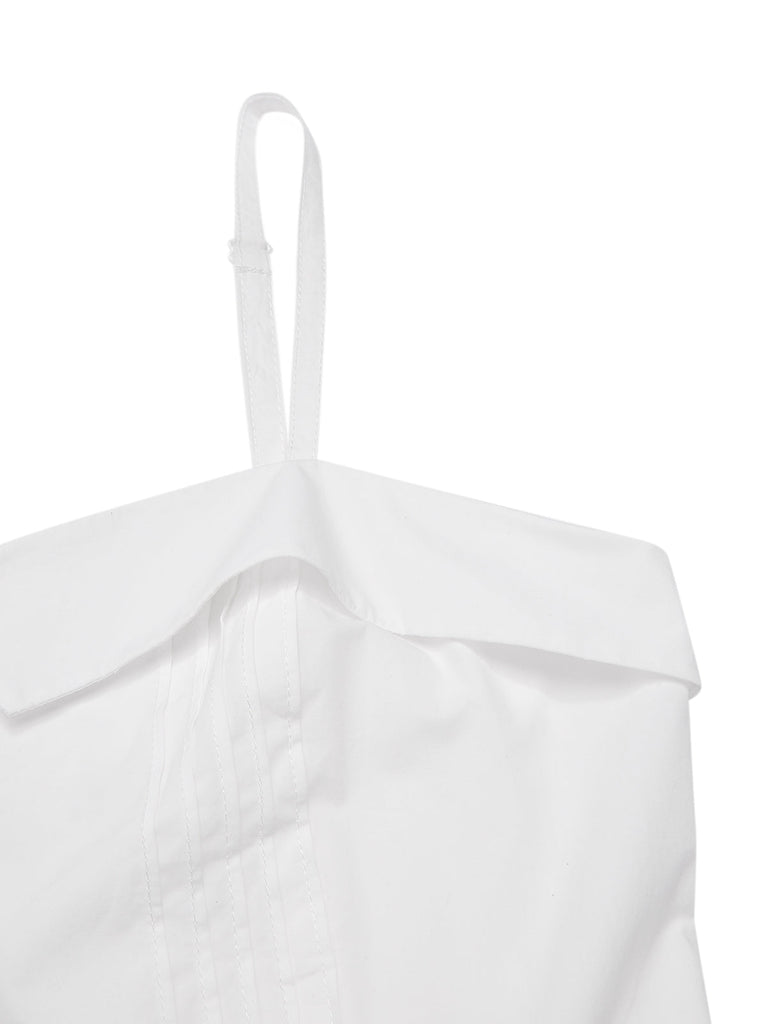 [Prevendita] Tuta corta in cotone con spalline sottili bianco anni '50