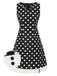 Abito a pois con scollo a V nero anni '60