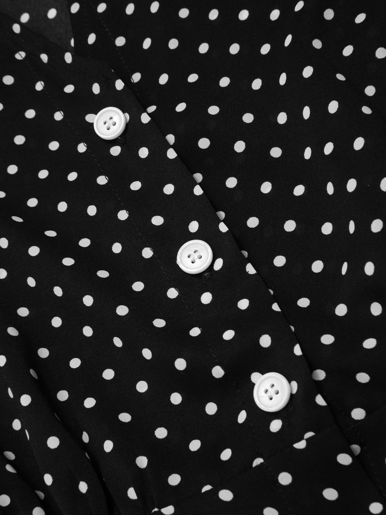 Abito a pois nodo al collo nero anni '40