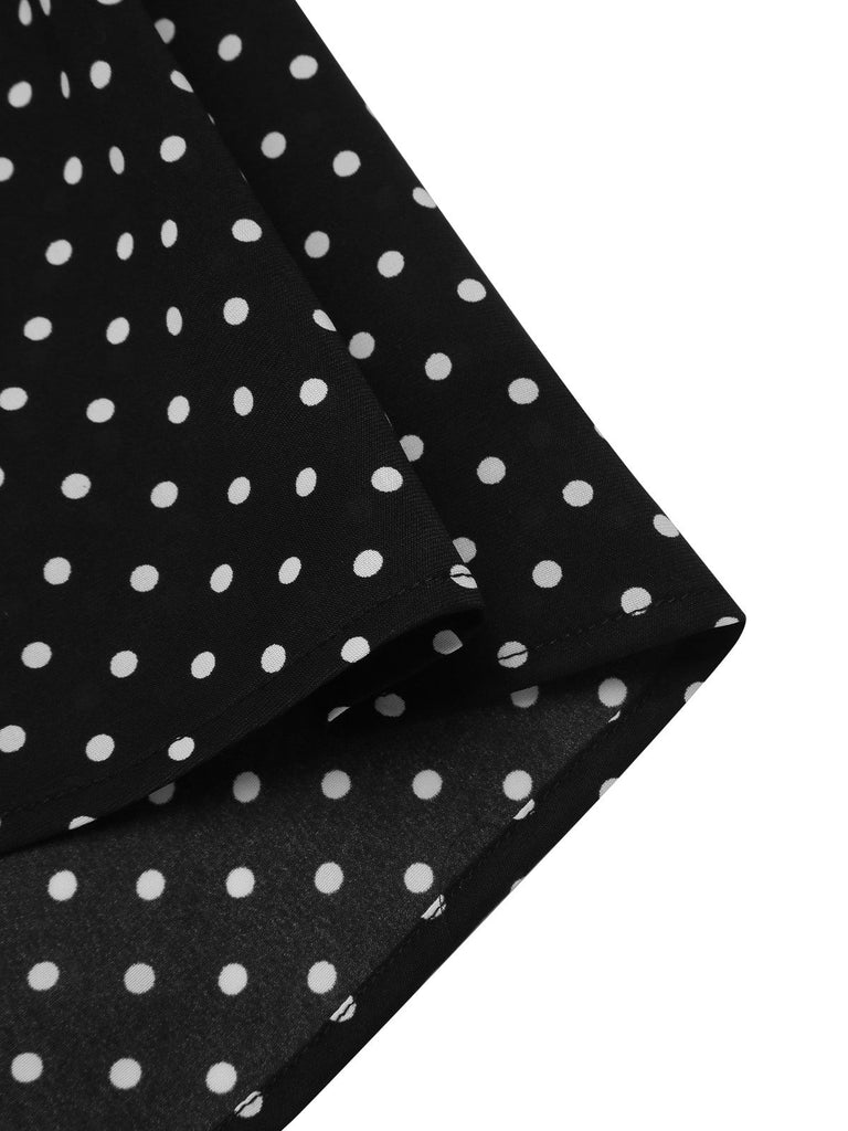 Abito a pois nodo al collo nero anni '40