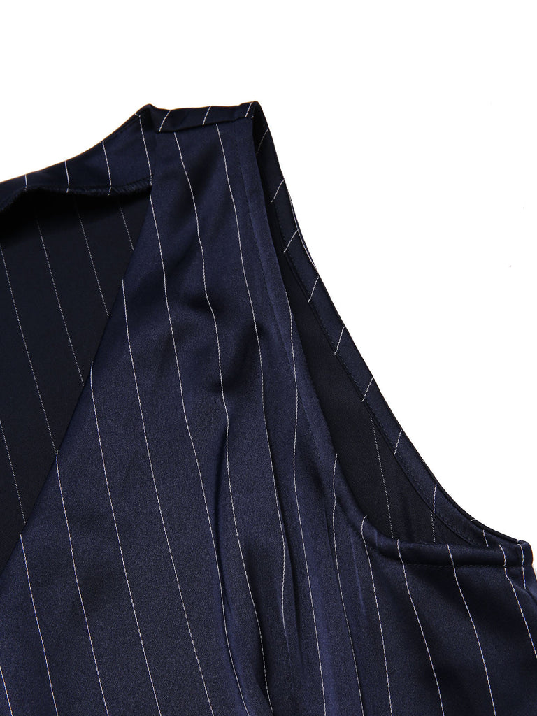 [Prevendita] Abito a righe plissettato con cintura blu anni '60